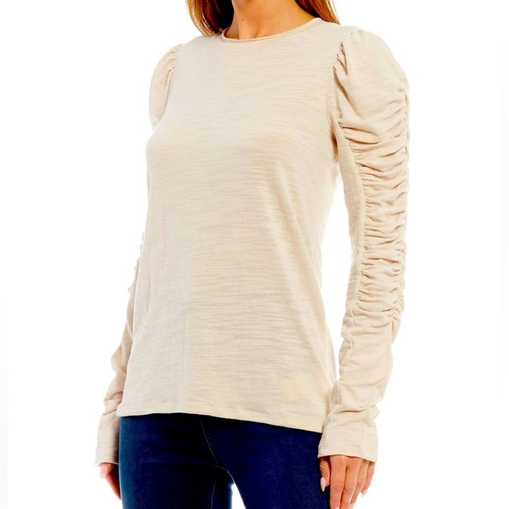 NWOT We The Free Natasha Ruched Long Sleeve Top in Sand